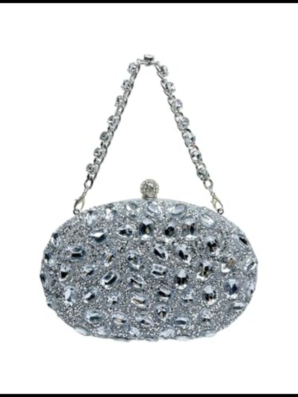 Crystal Rhinestone Clutch Purse Evening Bag with Pearl Clasp